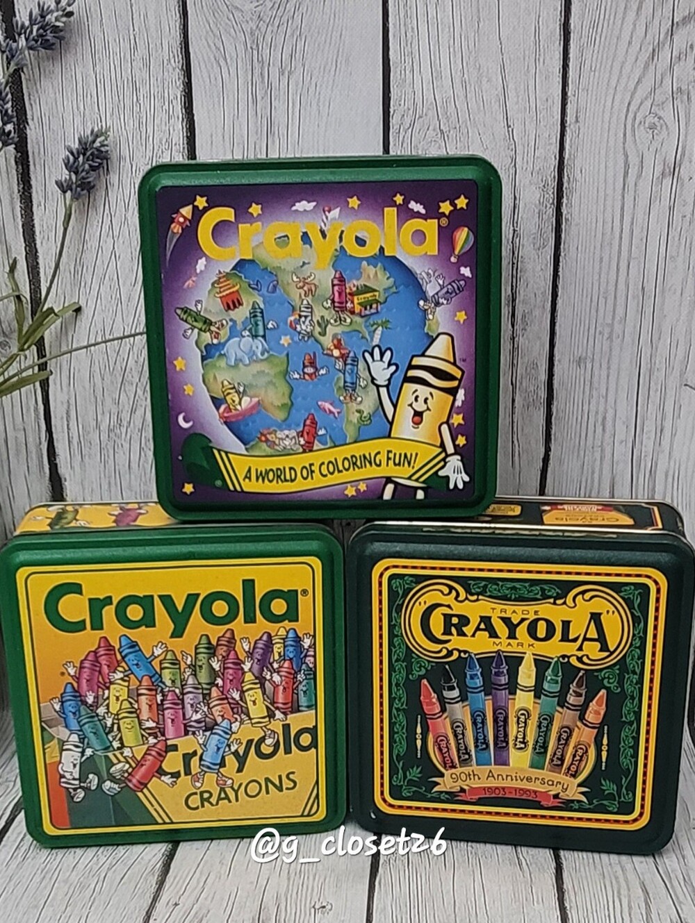 3 Vintage Crayola Boxes, 1993/1995, Limited Edition Crayons Empty Tins